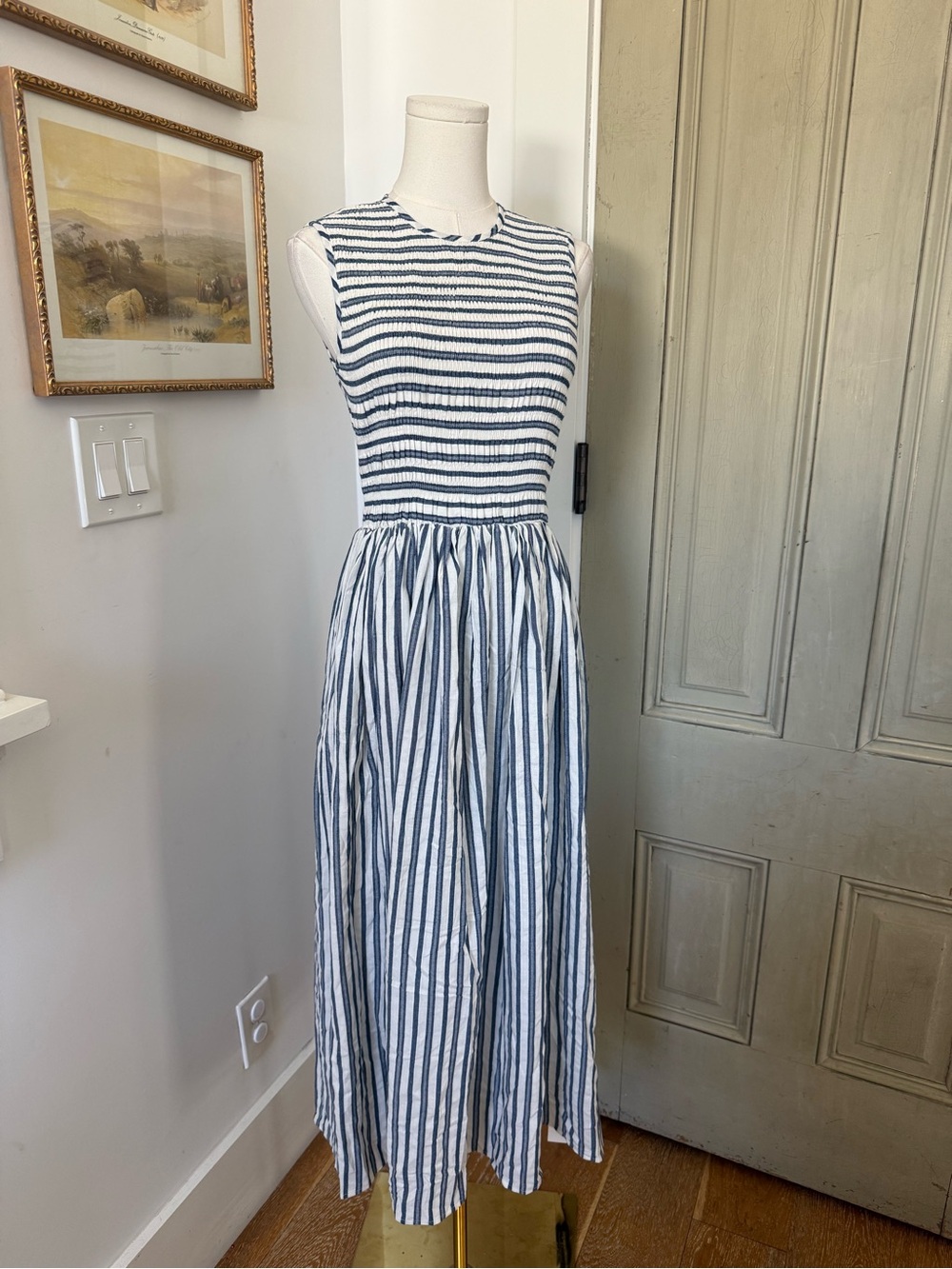 NWT Commense 100% Cotton Striped Midi Dress - Picture 3 of 10